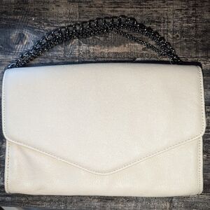 Steve Madden Envelope Clutch Purse Bag  Chain White / Polka Dot Lining